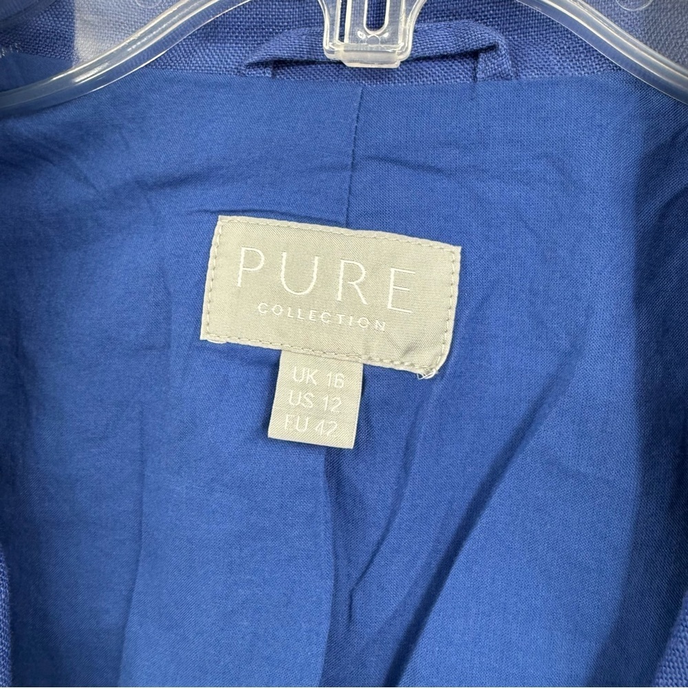 Pure Collection Blazer Women's Size 12 Linen One Button Pockets Lined Vented - Picture 5 of 8